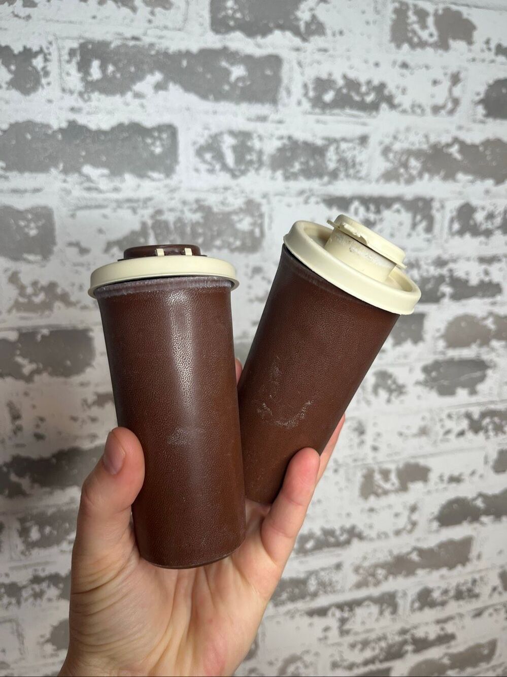 Tupperware | brown salt and pepper shaker set